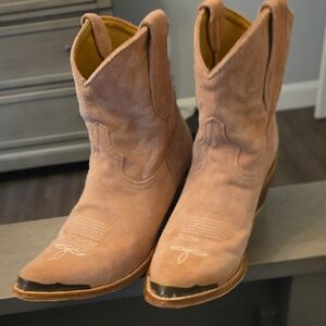 Idyllwind Blush Suede Lace-Up Western Ankle Boots